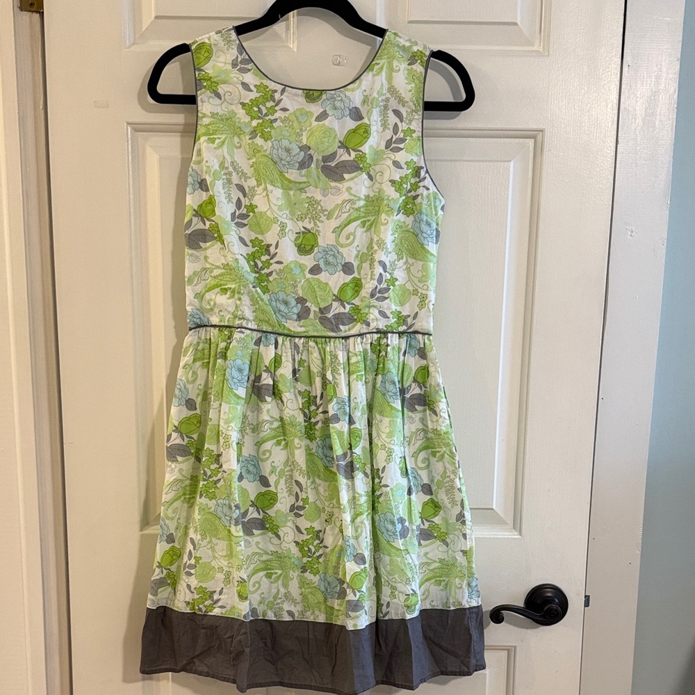 Floral Green and Gray Dress